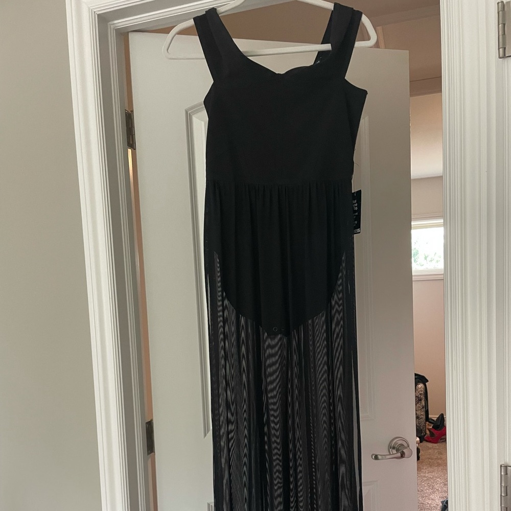 Maxi Dress ~ Sheer bottom~ top bodysuit ~ black